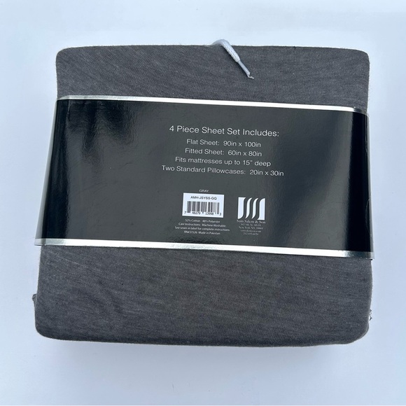 NEW Amy Miller Home Queen 4 Piece Jersey Knit Sheet Set Flint Gray Supersoft - Picture 2 of 4